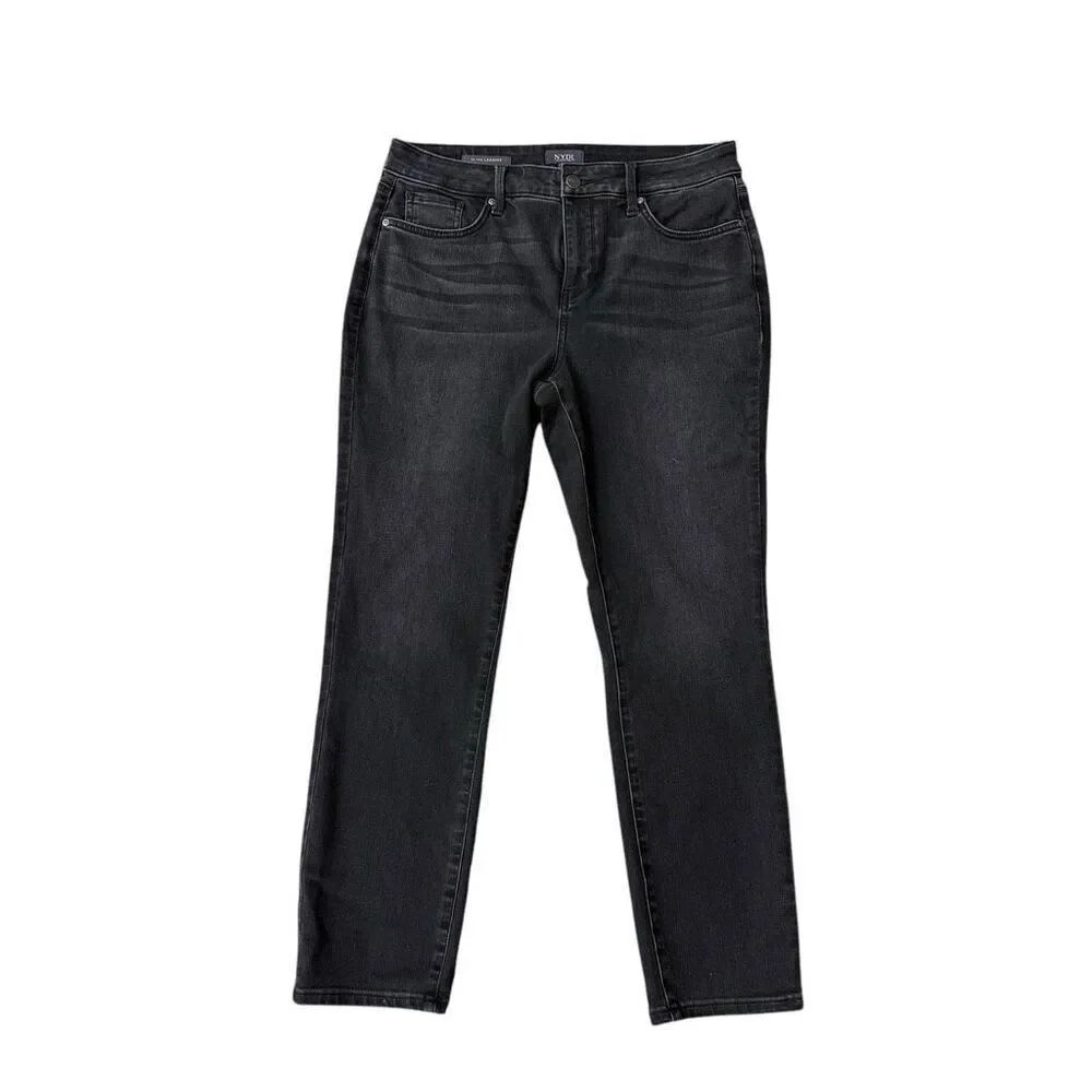 NYDJ Jeans Women Alina Legging washed Black Denim Stretch Slimming Curvy size 10